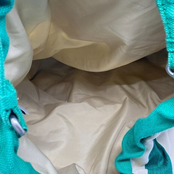 Gap Hobo Beach Pool Tote Bag White Green Weekender Rope Drawstring Snap Recycled - Picture 8 of 16